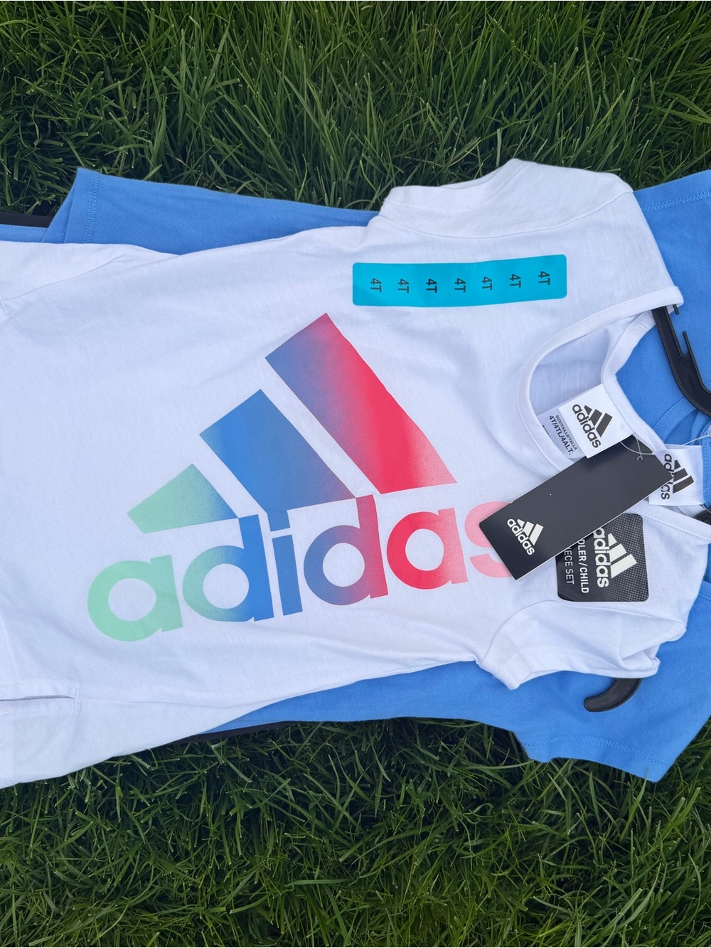adidas Kids White Tank with Gradient Rainbow Logo